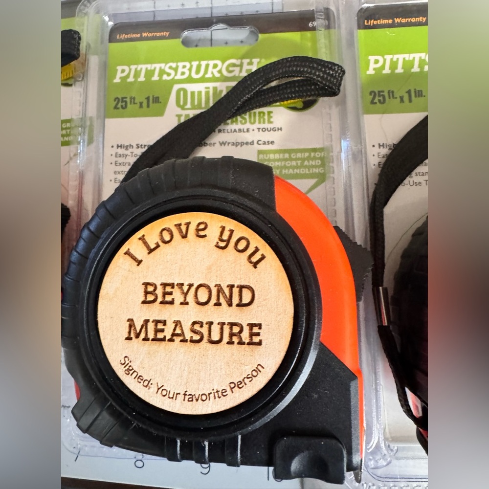 Hand crafted by me wood engraved Personalized Tape Measurers customizable - Picture 3 of 6
